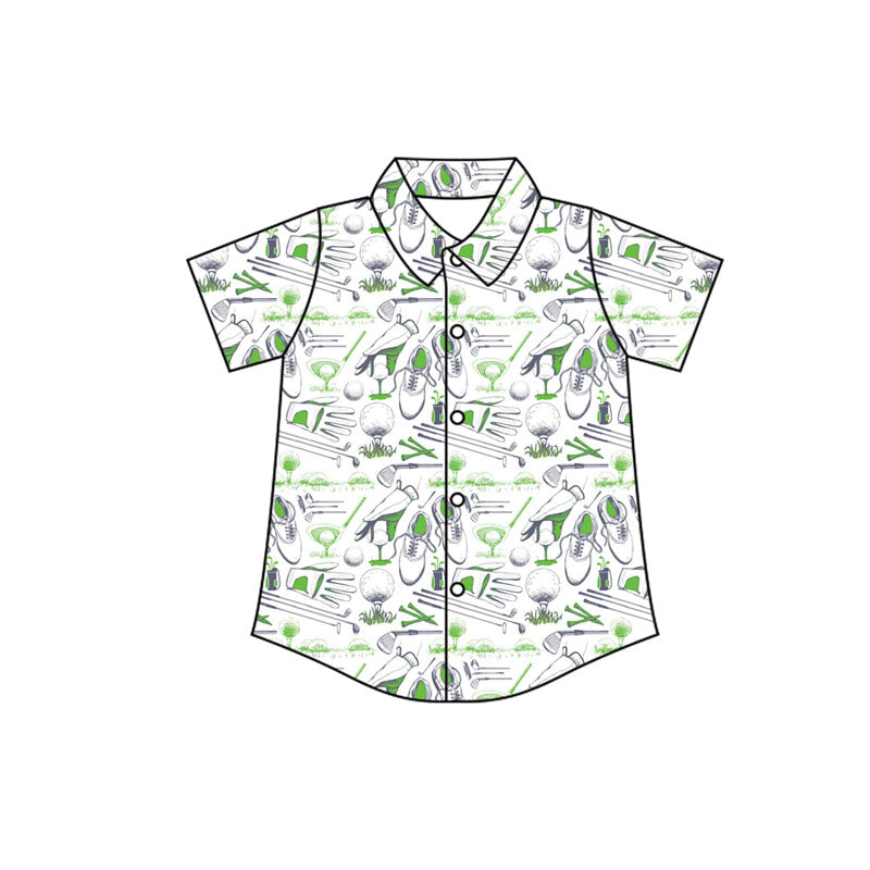 Preorder(moq 5) Baby Boys Green Golf Button Shirts Top