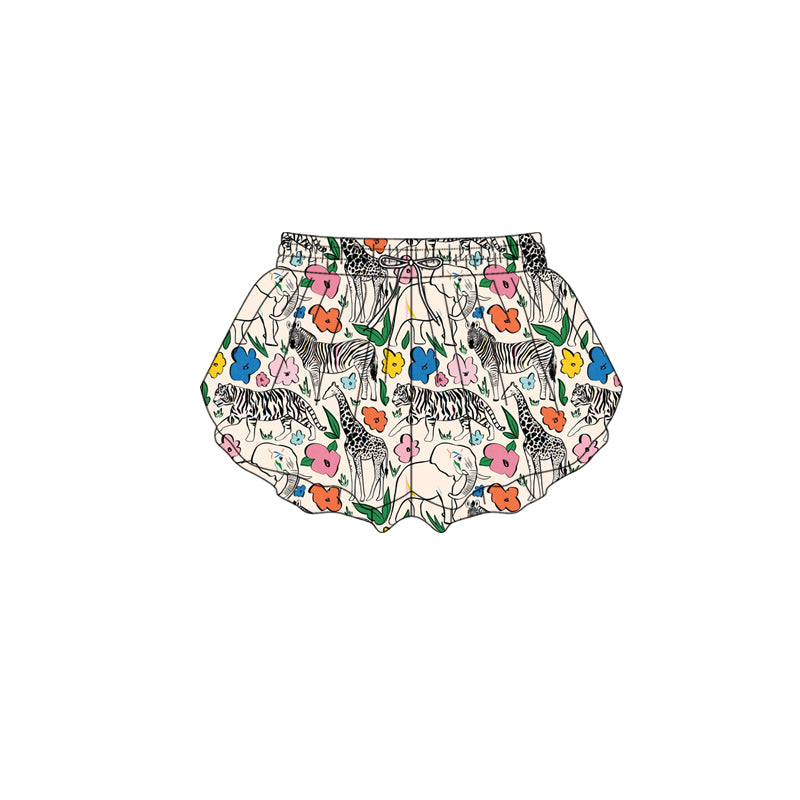 Preorder (moq 5)Baby Girls Colorful Flowers Animals Ruffle Shorts Bottom