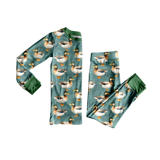 Preorder (moq 20)Baby Boys Bamboo Ducks Western Pajamas Set