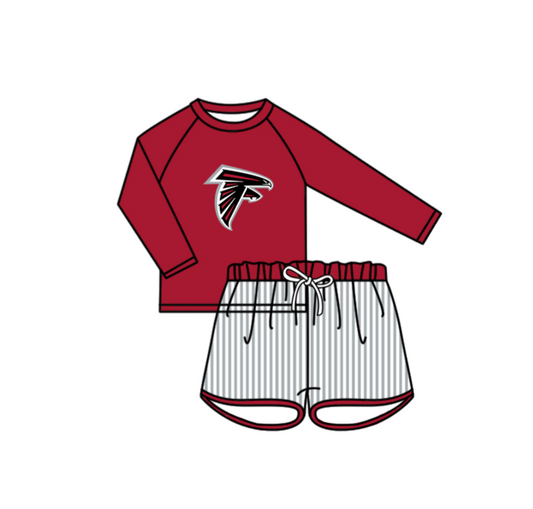Preorder moq 5 Baby Boys Eagles Long Sleeve Top Stripe Shorts Team Swimsuits