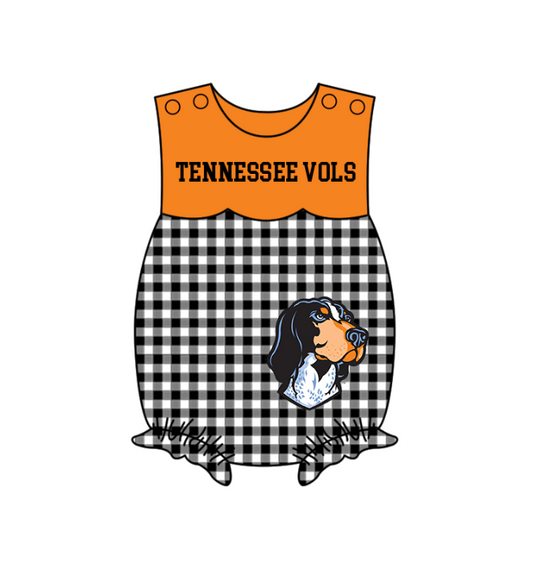 Preorder (moq 5)Baby Girls Sleeveless Tennessee Vols Ruffle Rompers