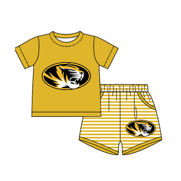 Preorder moq 5 Baby Boys Short Sleeve Tiger Top Stripe Short Team Clothes Sets