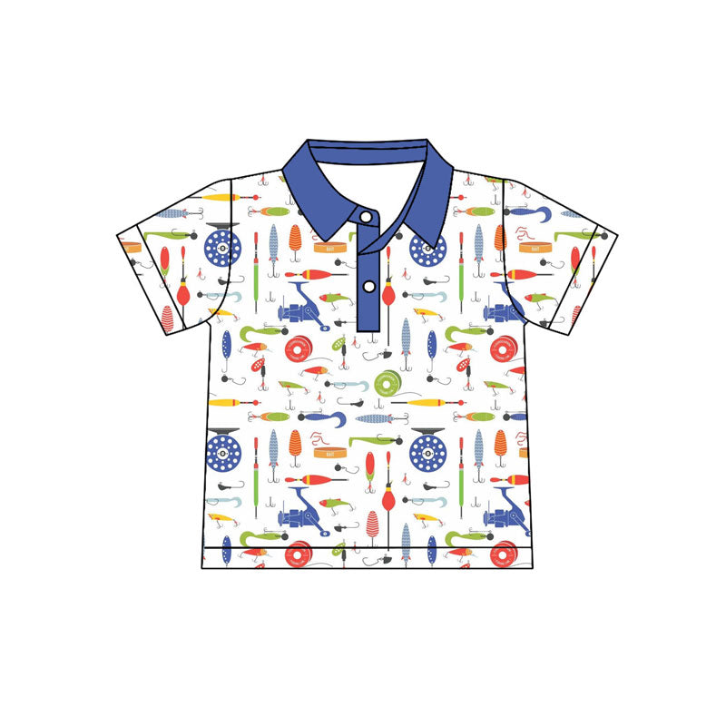 Preorder(moq 5) Baby Boys Fishing Button Polo Shirts Top
