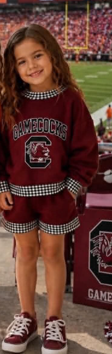 Preorder moq 5 Baby Girls Gamecock Shirt Top Shorts Outfits Clothes Set