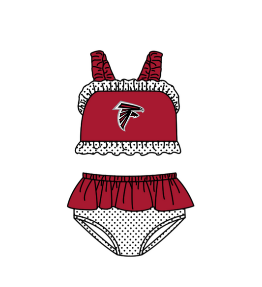 Preorder moq 5 Baby Girls Eagles Strap Vest Top Bummies Short Team Swimsuits