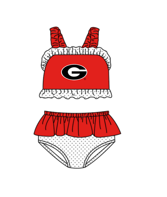 Preorder moq 5 Baby Girls G Strap Vest Top Bummies Short Team Swimsuits