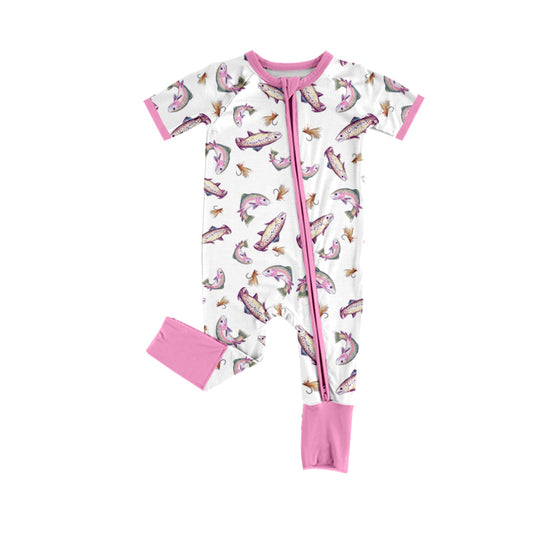 Preorder (moq 5)Baby Girls Fishing Hunting Two Way Zip Convertible Rompers