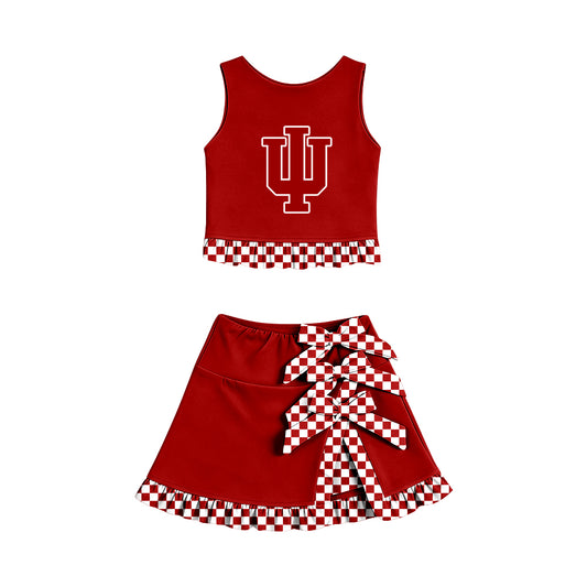 Preorder (moq 5) Baby Girls Indiana Vest Bows Skirt Short Team Clothes Set