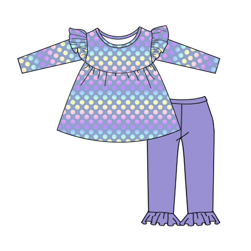 Baby Girls Mermaid Scale Tunic Top Ruffle Pants Outfits Sets preorder(moq 5)
