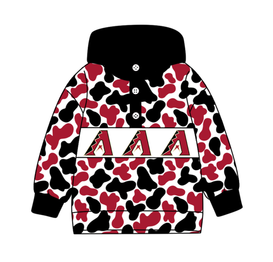 Preorder(moq 8)Baby Boys Red Black Camo A Team Button Hoodies Top
