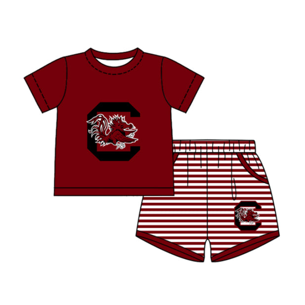 Preorder moq 5 Baby Boys Short Sleeve C Bulls Top Stripe Short Team Clothes Sets