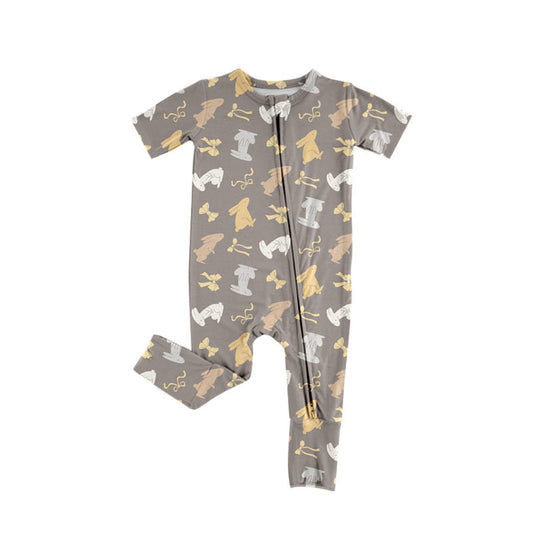 Preorder (moq 5)Baby Girls Rabbits Bows Easter Two Way Zip Convertible Rompers