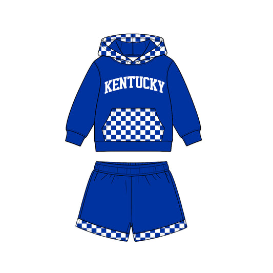 Preorder (moq5) Baby Boys Kentucky Pocket Hoodie Top Shorts Team Clothes Set