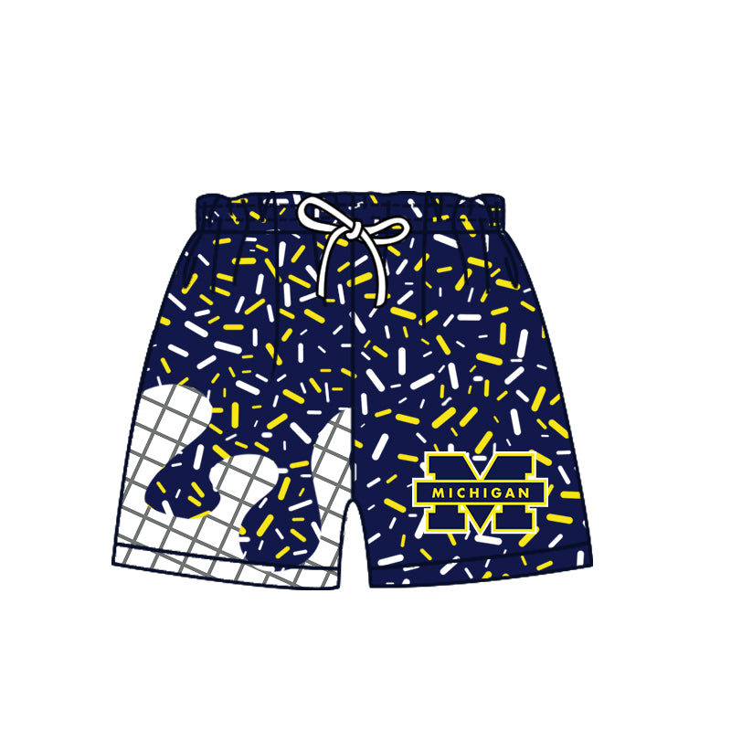 Preorder (moq 5)Baby Boys Navy Sprinkles Drip Michigan Shorts Bottom