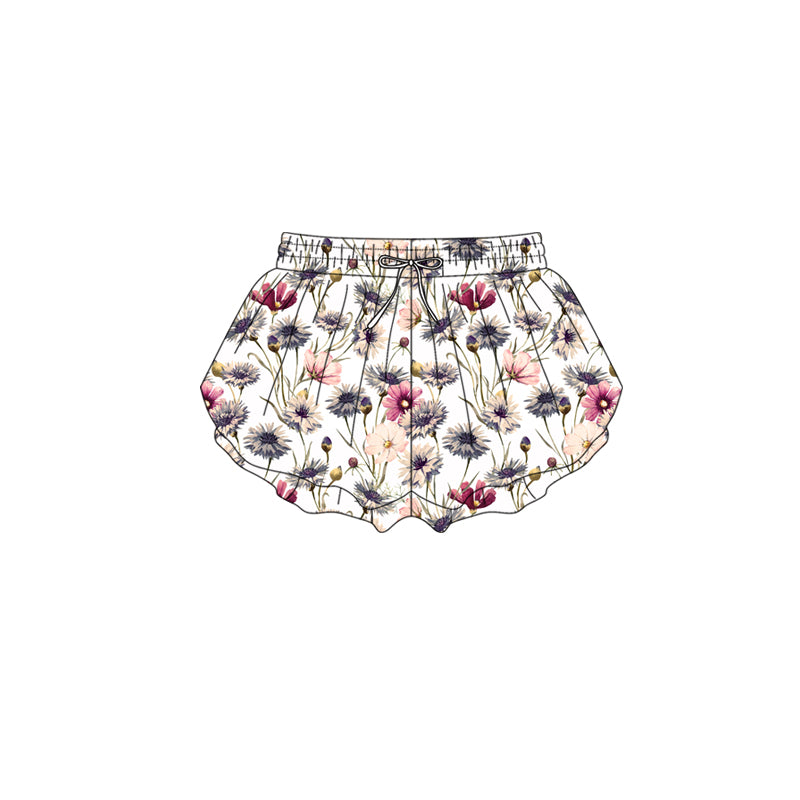 Preorder (moq 5)Baby Girls Colorful Flowers Ruffle Shorts Bottom