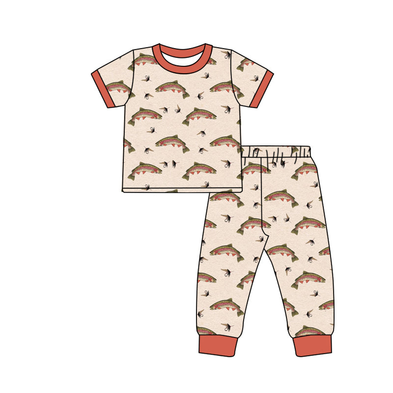 Preorder (moq 5)Baby Boys Fishing Top Pants Hunting Pajamas Sets