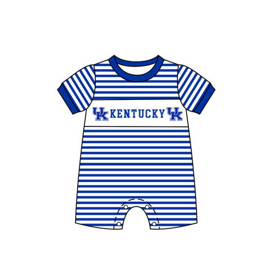 Preorder (moq 5)Baby Boys Short Sleeve UK Blue Stripe Team Rompers