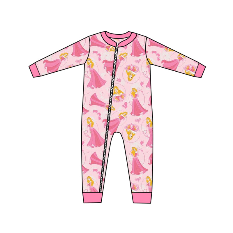 Baby Girls Long Sleeve Princess 2 Zip Rompers preorder(moq 5)