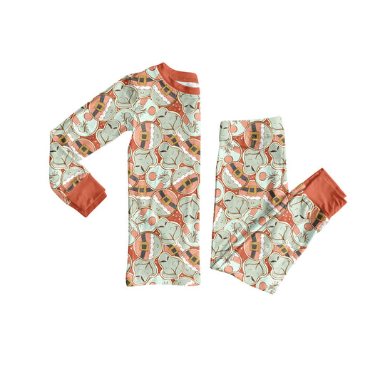 Preorder (moq 5)Baby Boys Green Faces Plaid Top Pants Christmas Pajamas Set