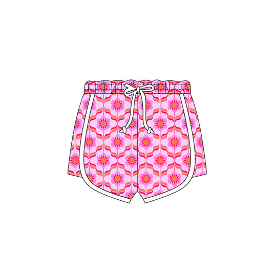 Preorder (moq 5)Baby Girls Pink Flowers Checked Shorts Bottom