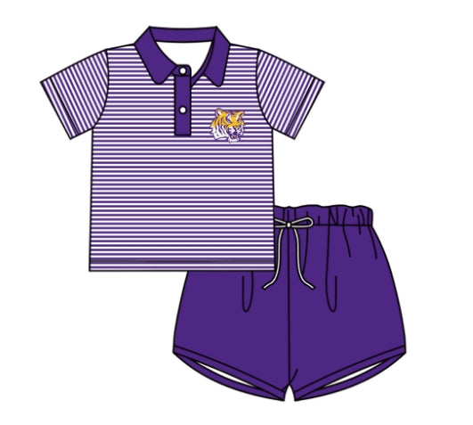 Preorder (moq 5)Baby Boys LSU Team Pullover Shirt Shorts Clothes Sets