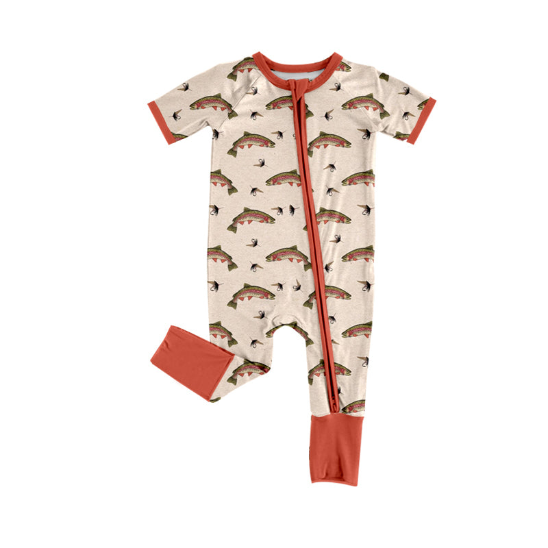 Preorder (moq 5)Baby Boys Fishing Hunting Two Way Zip Convertible Rompers