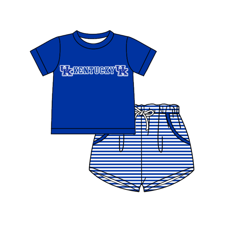 Preorder (moq 5)Baby Boys UK Shirt Top Pockets Stripe Short Team Clothes Set