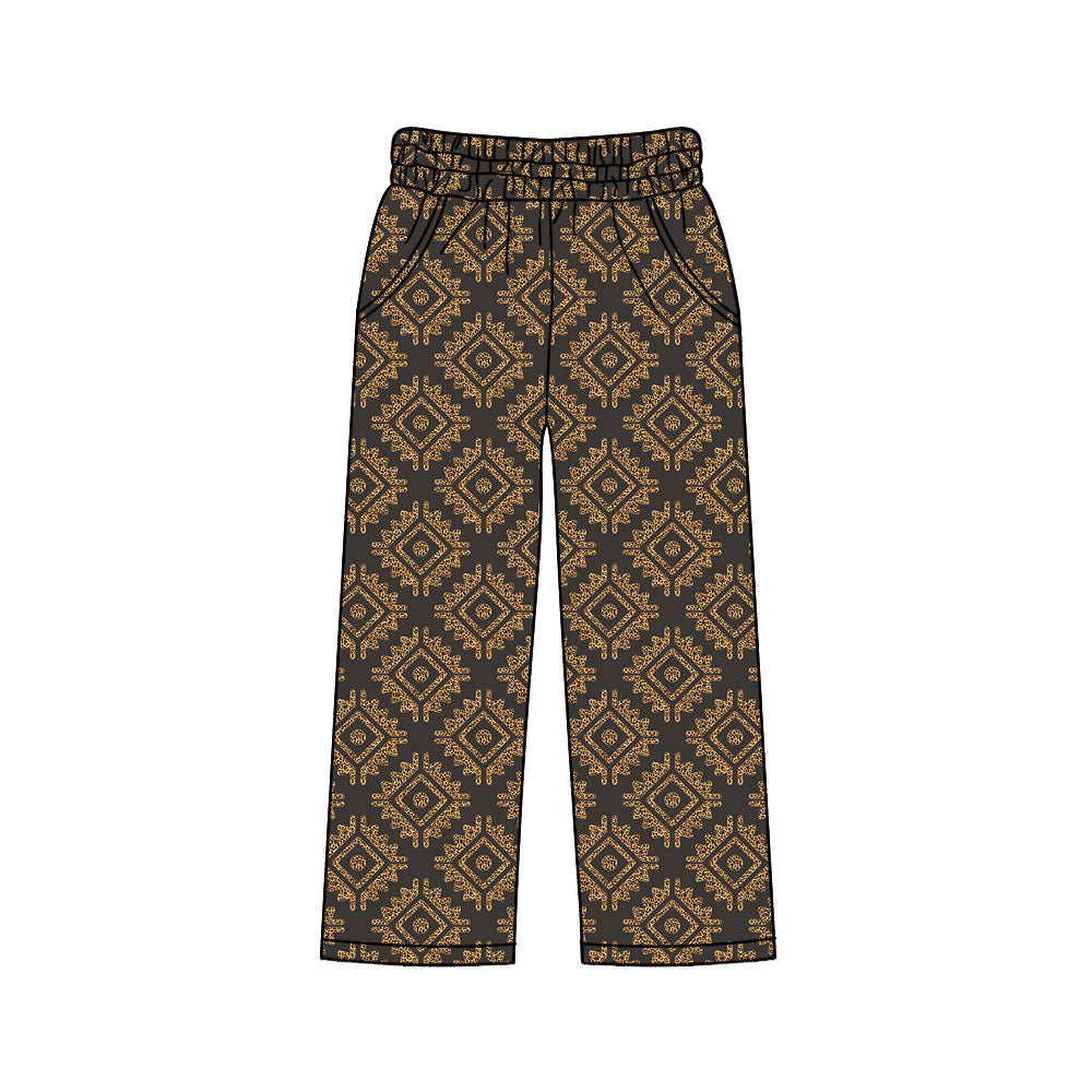 Preorder (moq 5)Adult Women Aztec Checked Western Straight Pockets Pants Bottom