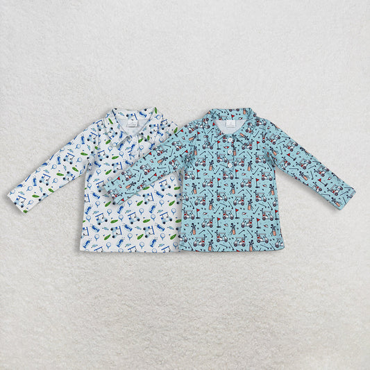 Sibling Baby Boys Long Sleeve Golf Trucks Button Polo Shirts Top