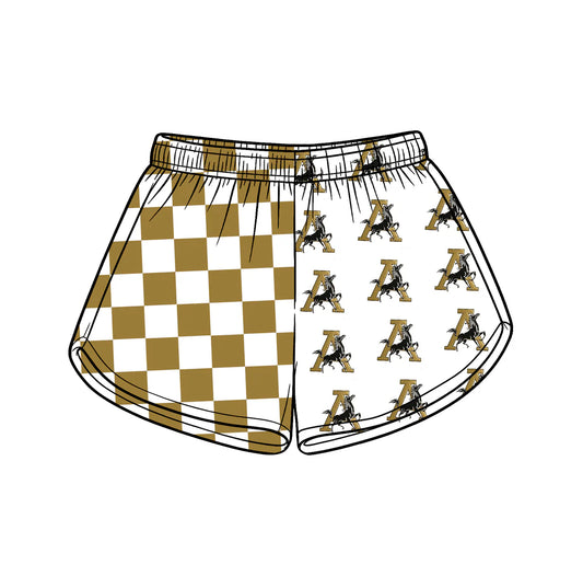 Preorder (moq 5)Baby Girls Gold Checked A Horses Team Shorts Bottom