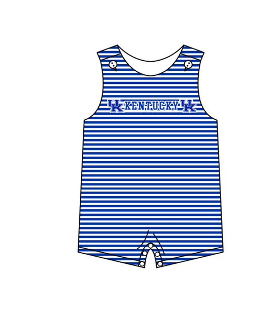 Preorder (moq 5)Baby Boys Sleeveless UK Blue Stripe Team Rompers