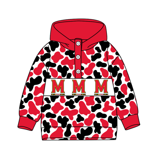 Preorder(moq 8)Baby Boys Peach Black Camo M Team Button Hoodies Top