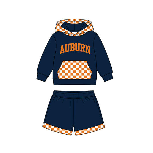 Preorder (moq5) Baby Boys Auburn Pocket Hoodie Top Shorts Team Clothes Set