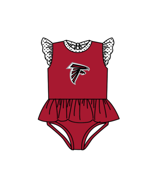Preorder moq 5 Baby Girls Eagles Flutter Sleeve Team Swimsuits