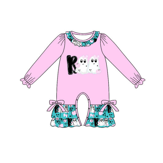 Preorder (moq 5)Baby Girls Ghosts BOO Ruffle Pant Halloween Rompers