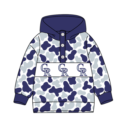 Preorder(moq 8)Baby Boys Purple Grey Camo CR Team Button Hoodies Top