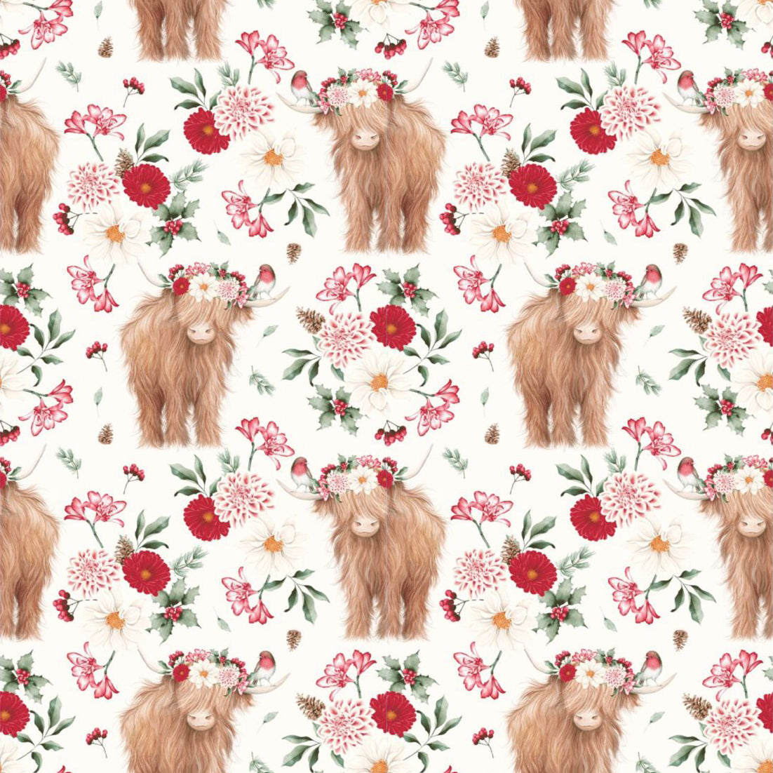 Baby Girls Floral Highland Cows Western Ruffle Knee length Dresses Preorder