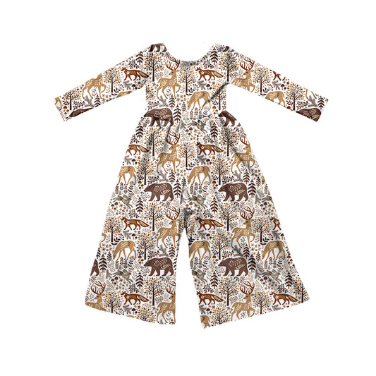 Preorder (moq 5)Baby Girls Flowers Animals Hunting Flare Pant Jumpsuits