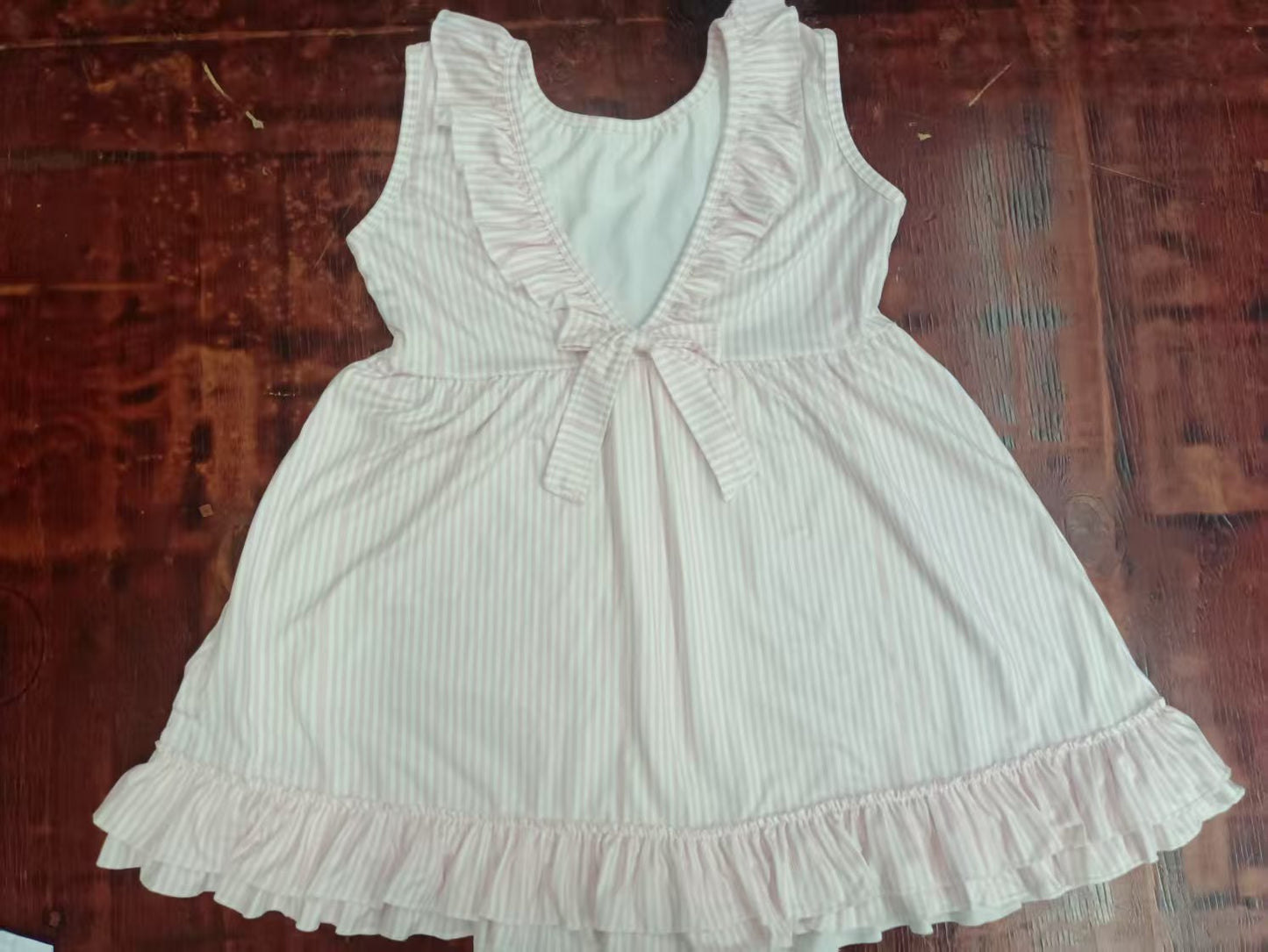 Preorder moq 5 Baby Girls Sleeveless I Love Dad Stripe Knee Length Dress