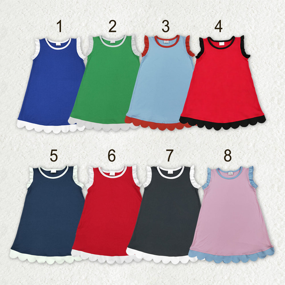 Sibling Baby Girls Sleeveless Scallop Knee Length Dresses