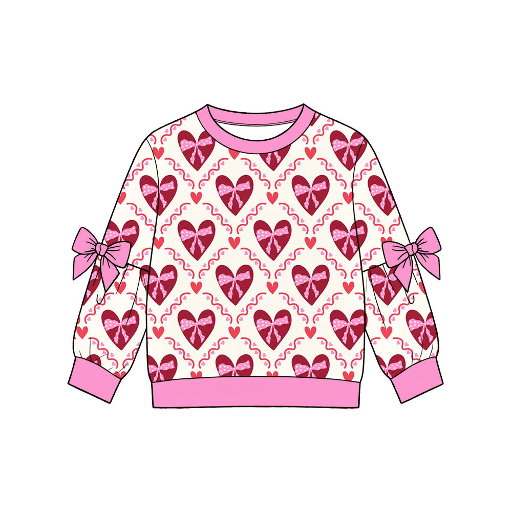 Preorder (moq 5) Baby Girls Long Sleeve Bows Hearts Valentines T-shirts Top