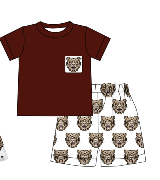 Preorder moq 5 Baby Boys Short Sleeve wildcats Shirt Top Short Team Clothes Sets