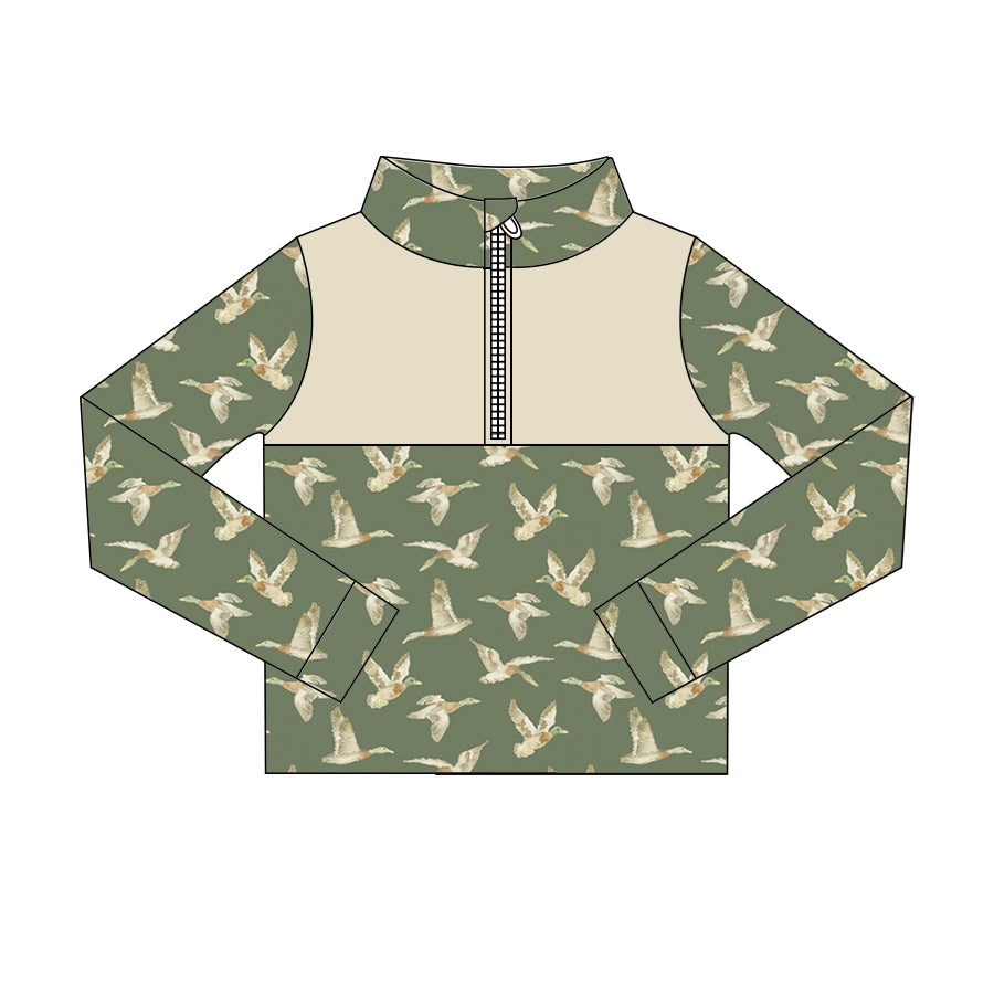 Preorder (moq 5)Baby Boys Long Sleeve Ducks Hunting Zip Pullovers Tops