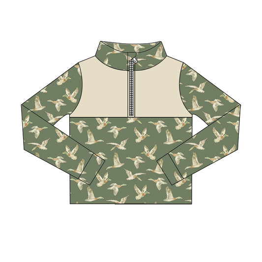 Preorder (moq 5)Baby Boys Long Sleeve Ducks Hunting Zip Pullovers Tops