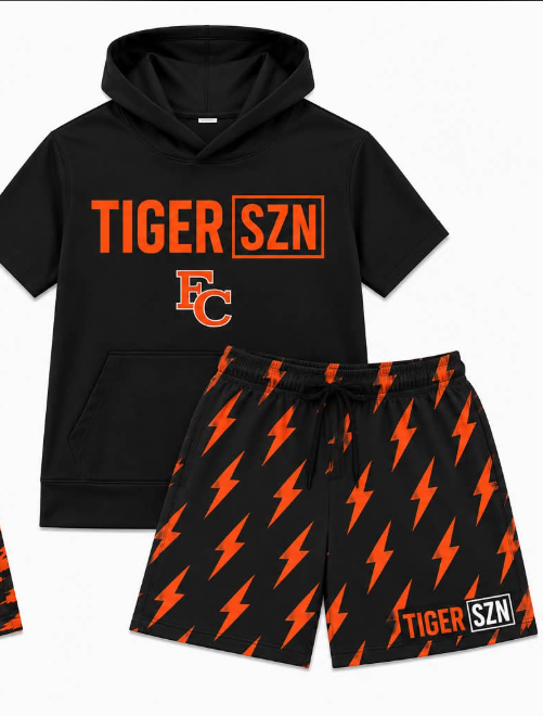 Preorder (moq 5) Baby Boys Black Tiger SZN Hoodie Short Team Clothes Sets