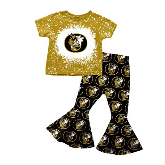 Baby Girls School Team 2 Shirt Top Bell Pants Clothes Sets Preorder(moq 5)