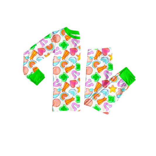 Preorder(moq 8)Baby Girls Clovers Rainbows Top Pants St Patrick Pajamas Sets