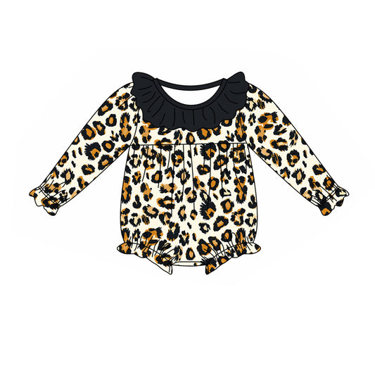 Baby Infant Girls Fall Black Leopard Rompers preorder(moq 5)