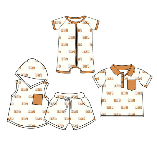 Preorder(moq 5 each)Sibling Baby Boys Bro Zip Romper Hooded Shirts Shorts Sets
