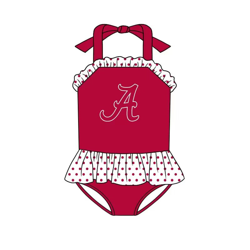 Baby Girls Alabama Team Ruffle One Piece Swimsuits preorder (moq 5)